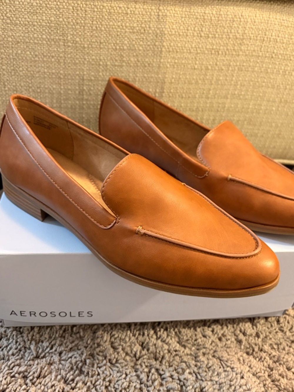 Aerosoles Women’s Tan Leather Slip-On Loafers
